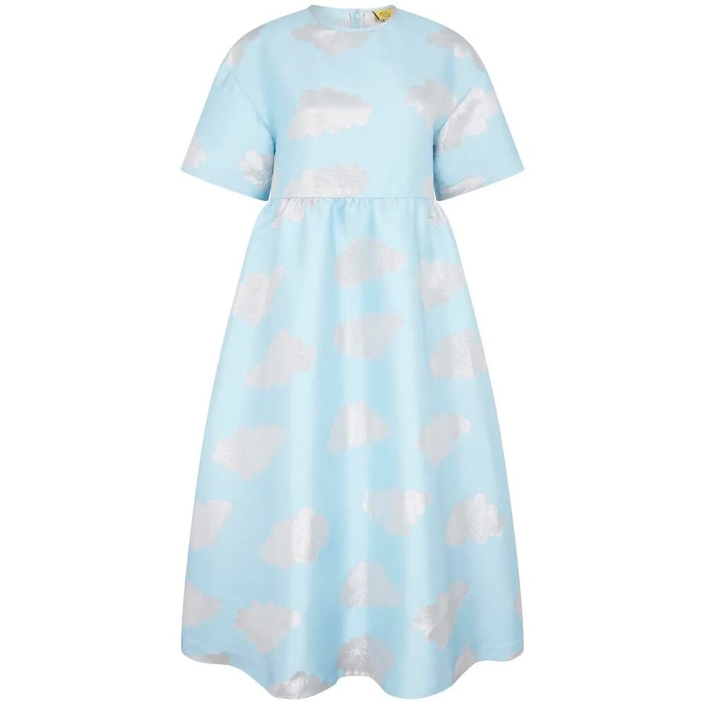 NEW Lazy Oaf Silver Linings Metallic Brocade Cloud Babydoll Dress UK 24 US 20 - Picture 9 of 15